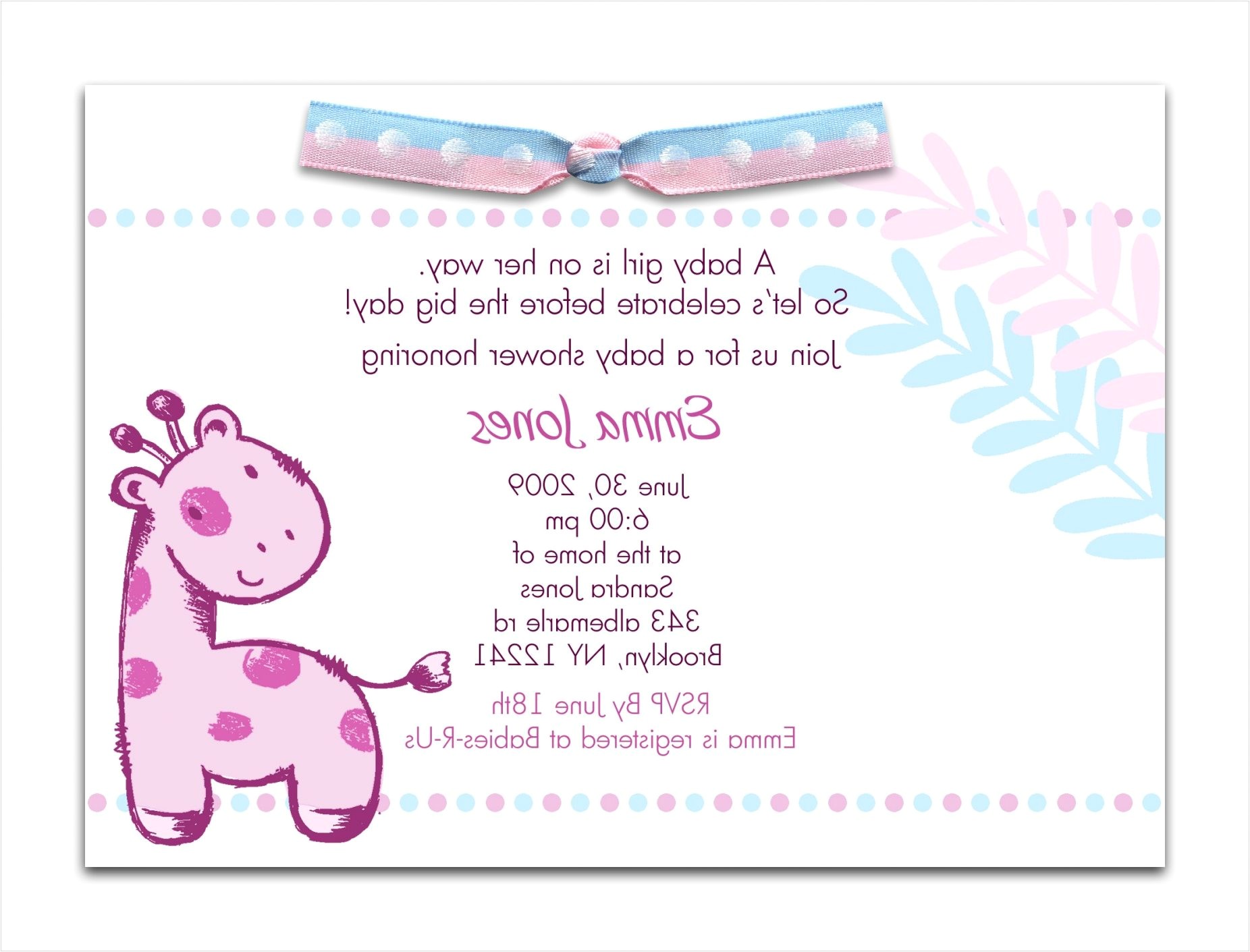 baby shower invitation wording examples sample baby shower invitation wording ideas giraffegirl attractive examples of baby shower invitations 9