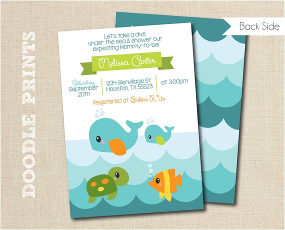 ocean invitation printable baby shower invitation