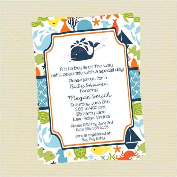 Sea themed Baby Shower Invitations Under the Sea Baby Shower Invitations Sea Creature Baby