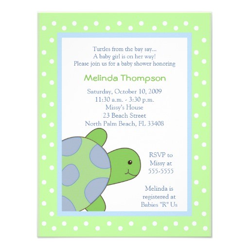 happy sea turtle green baby shower invitation