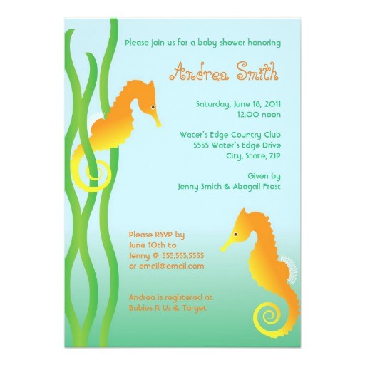 Seahorse Baby Shower Invitations Tranquil Seahorses Baby Shower Invitation 5 X 7