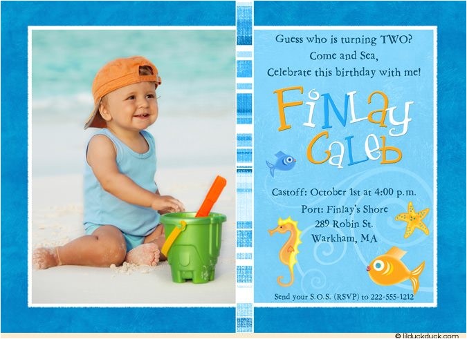 colorful fish photo birthday invitations