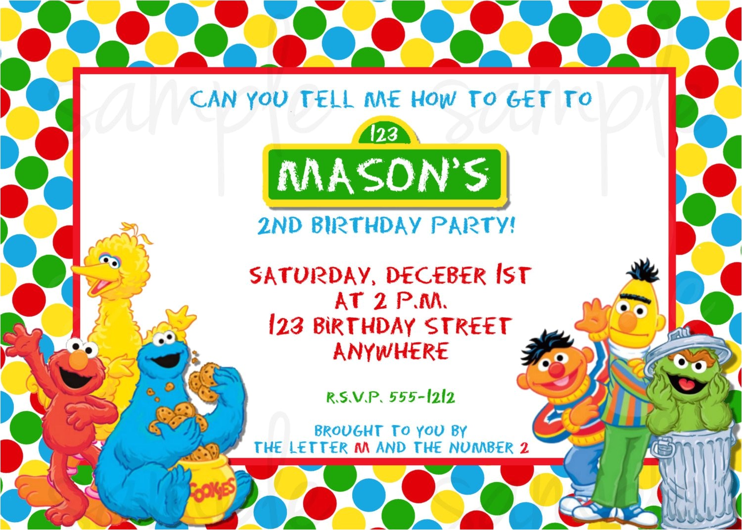 sesame street 2nd birthday invitations