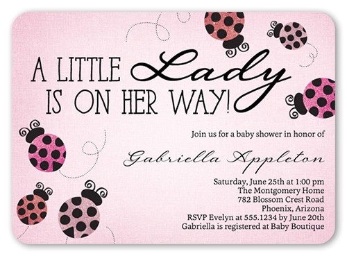 ladybug sparkle baby shower invitation 5x7 flat