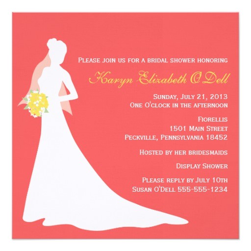bride silhouette bridal shower invitations