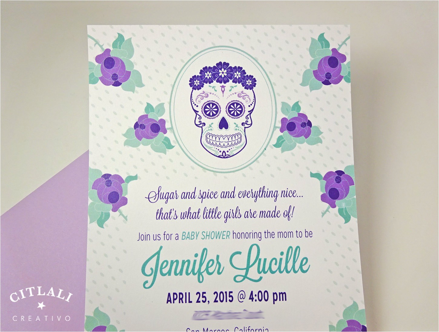 sugar skull baby shower invitations in