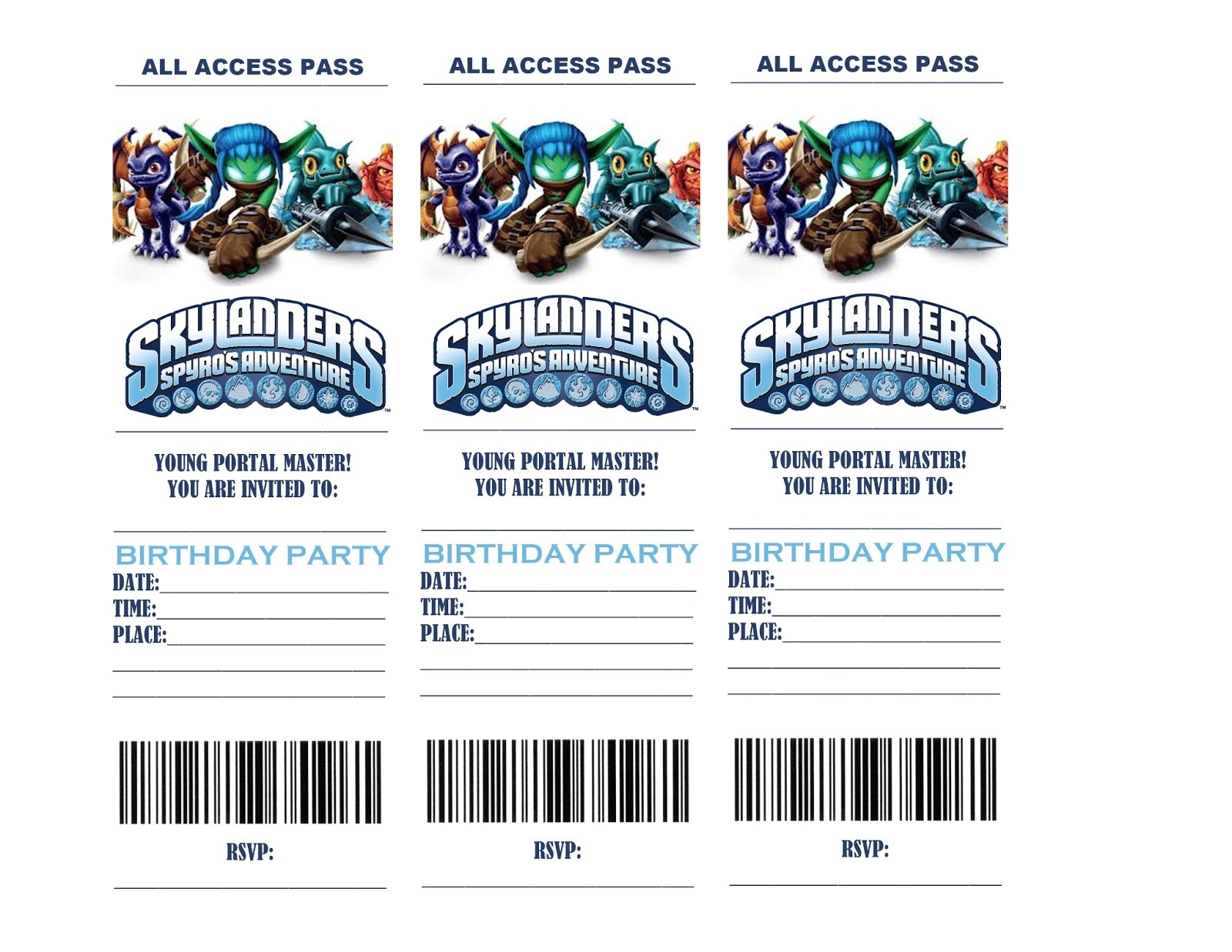 skylanders birthday party invitations