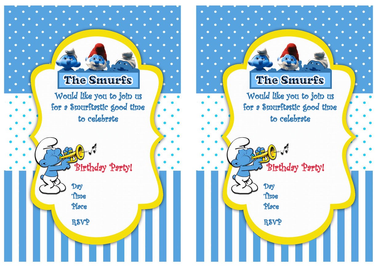 smurf birthday invitations