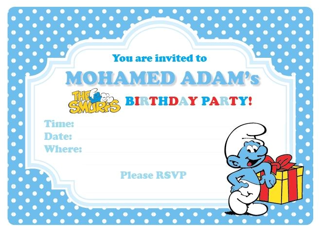 free smurf invitation
