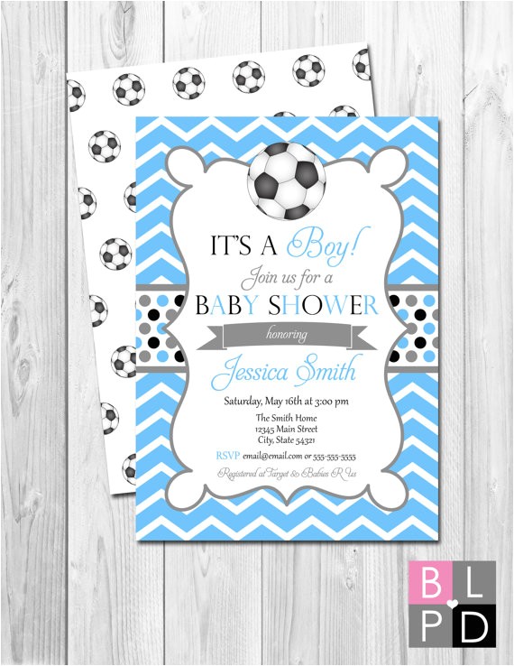 soccer baby shower invitation chevron stripes 5