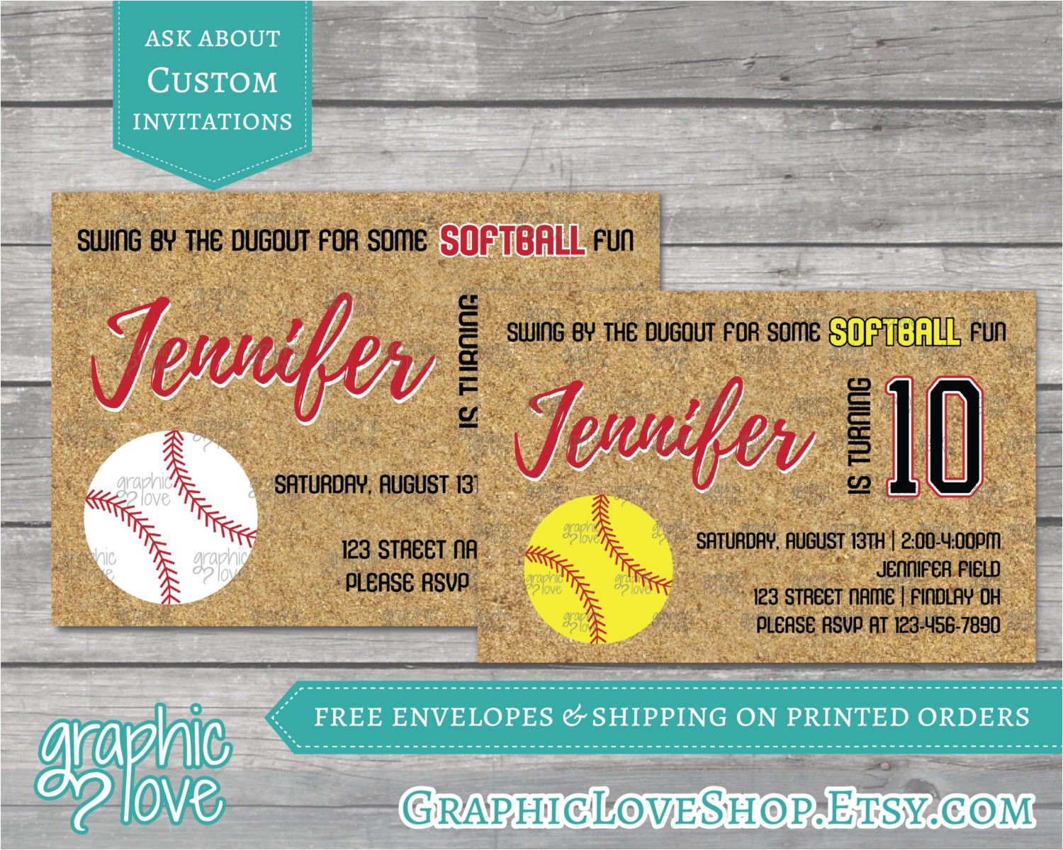 fastpitch softball birthday invitations