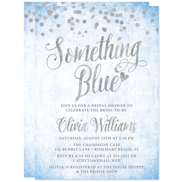 something blue bridal shower invitations