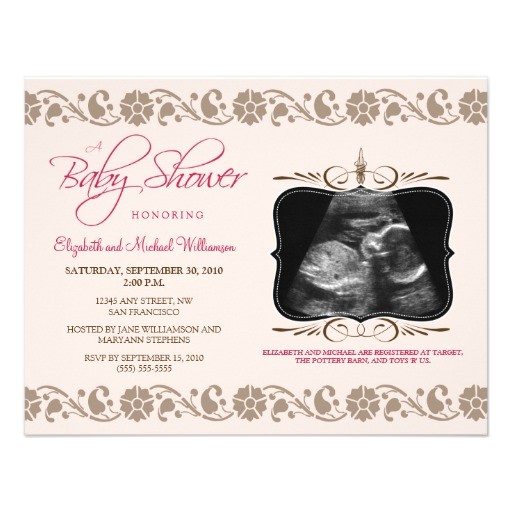 precious sonogram baby shower invitation pink