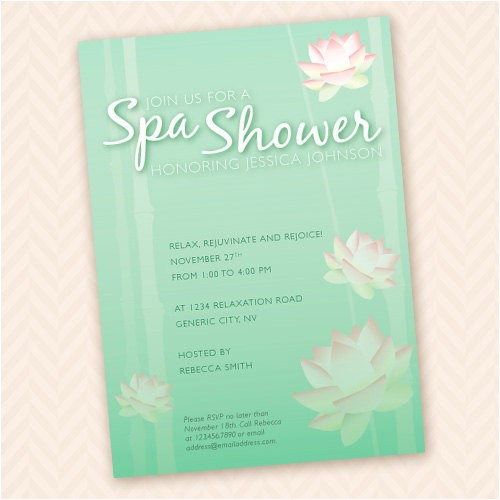 spa themed bridal shower invitation