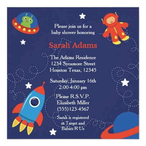 outer space baby shower invitation