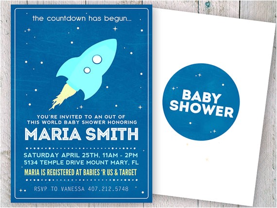 outer space baby shower invitation space