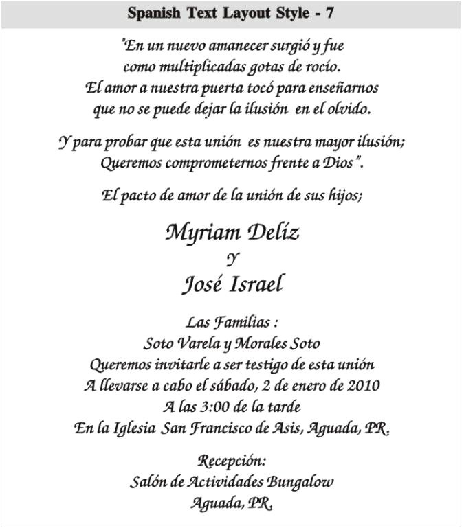 Spanish Birthday Invitation Wording Samples Spanish Wedding Invitation Wording