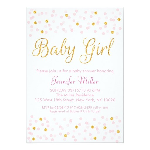pink gold glitter baby shower invitations