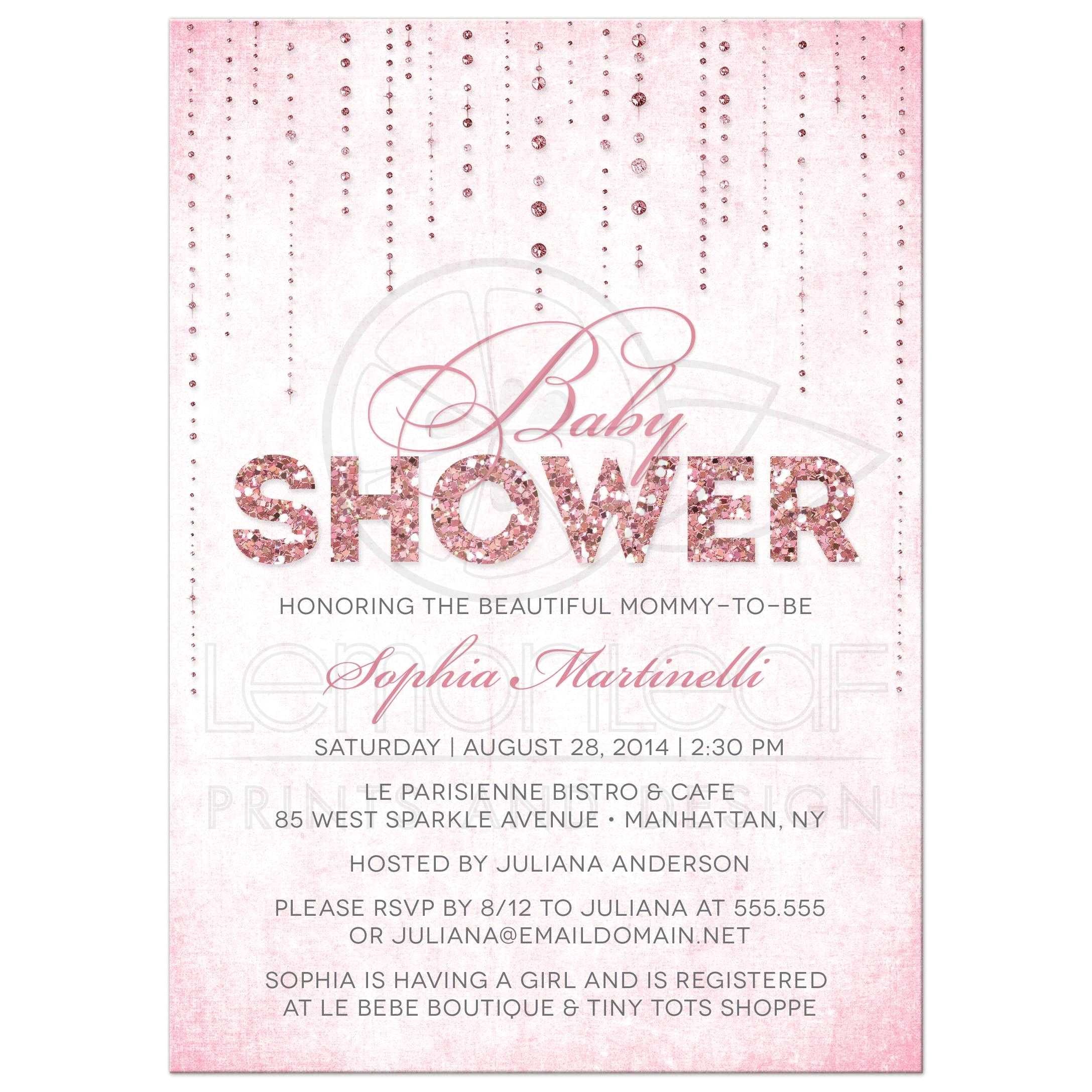 glitter baby shower invitations