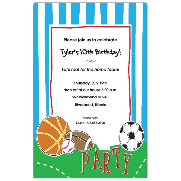 free printable sports birthday invitations