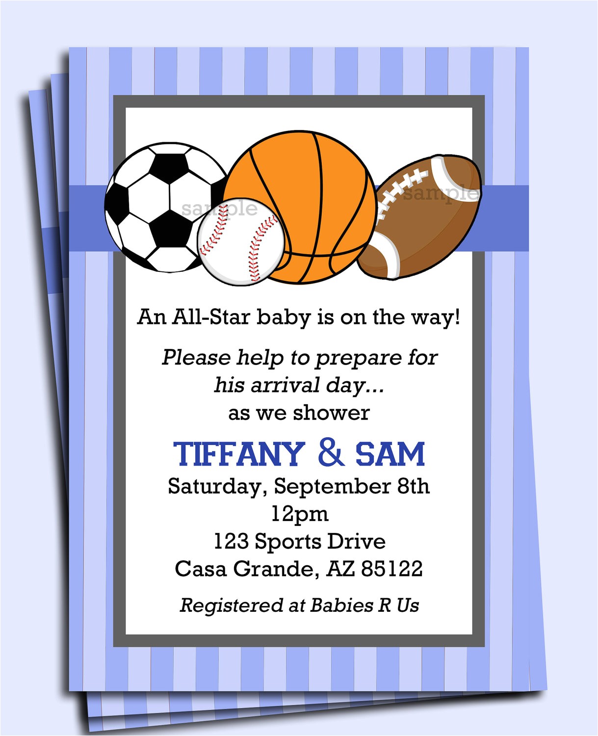 sports themed baby shower invitations boy