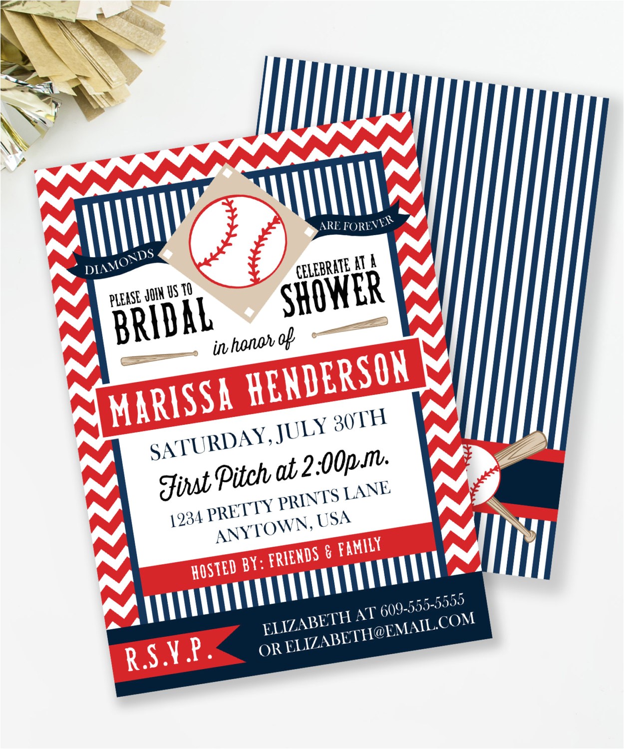 baseball bridal shower invitation