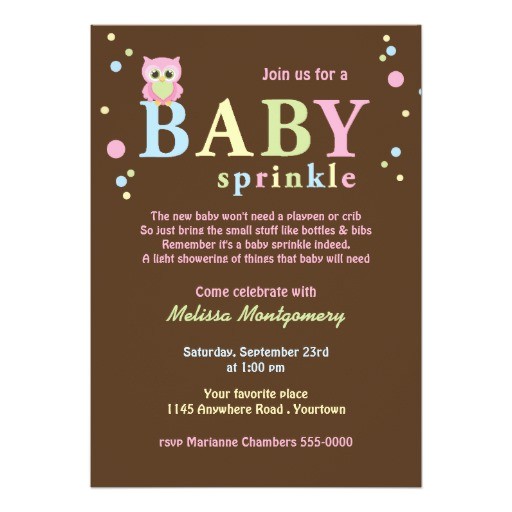 pink owl baby sprinkle invitation