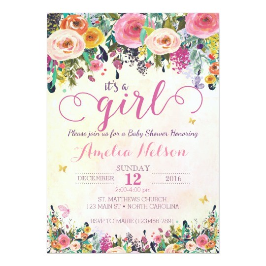 its a girl floral garden baby shower invitation