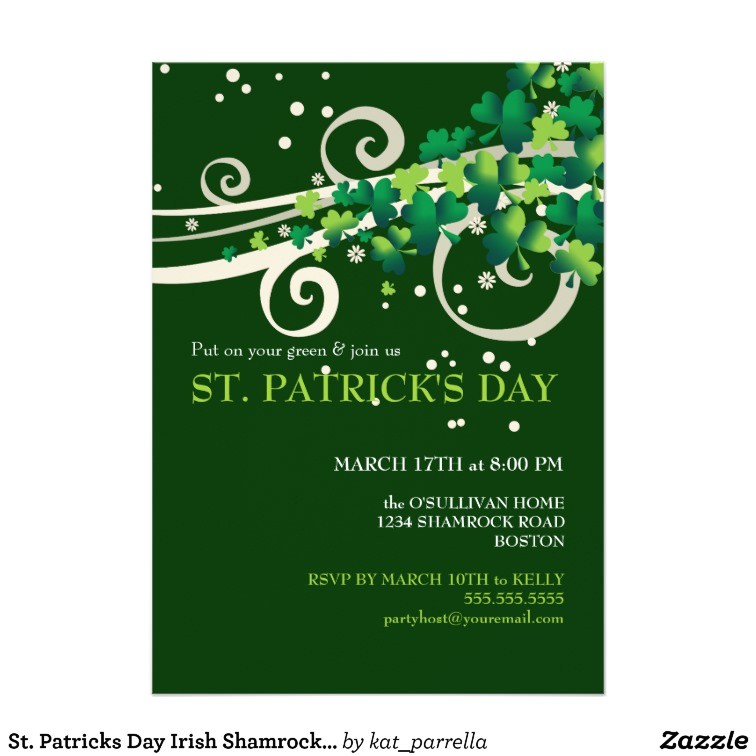 st patricks day irish shamrock party invitation