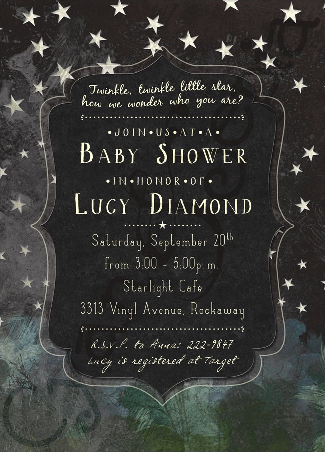 starry night baby shower invitations