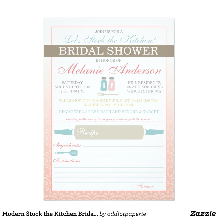 modern stock the kitchen bridal shower invites
