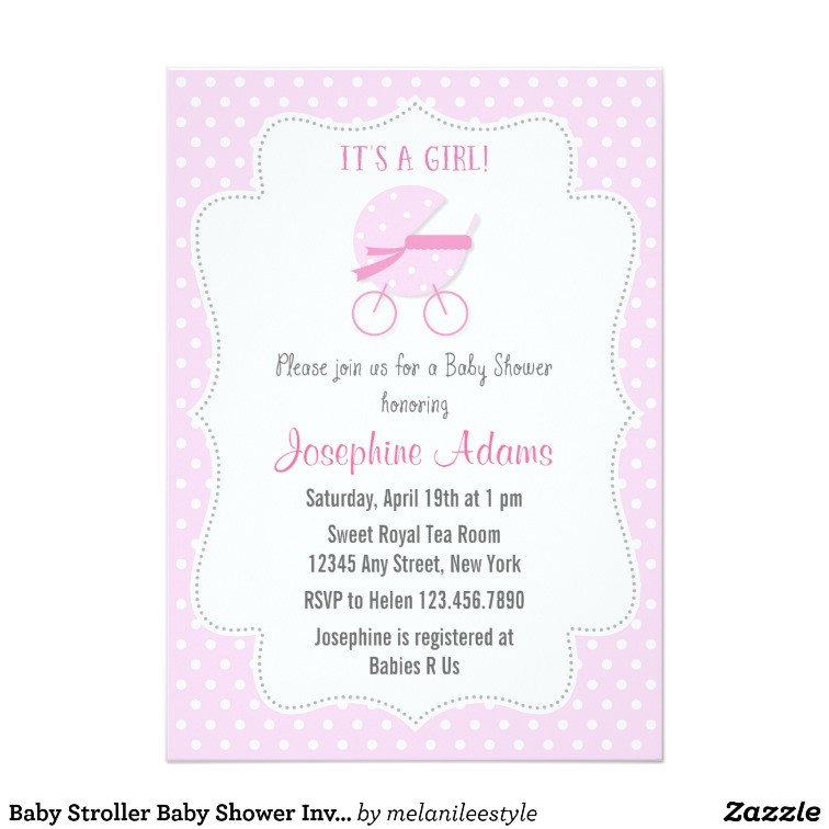 baby stroller baby shower invitation pink
