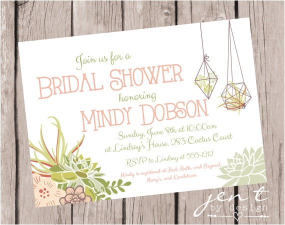 succulent bridal shower invitations
