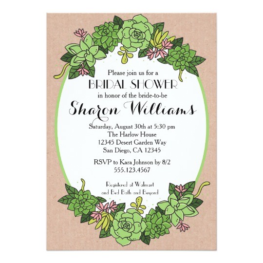 succulent bridal wedding shower invitation