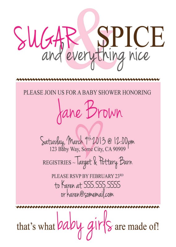 sugar spice baby shower invitation pink