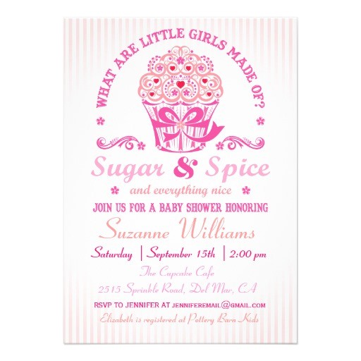 sugar and spice cupcake baby shower invitation