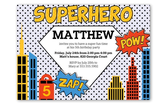 sample superhero birthday invitation
