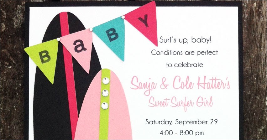 surfer girl baby shower invitations
