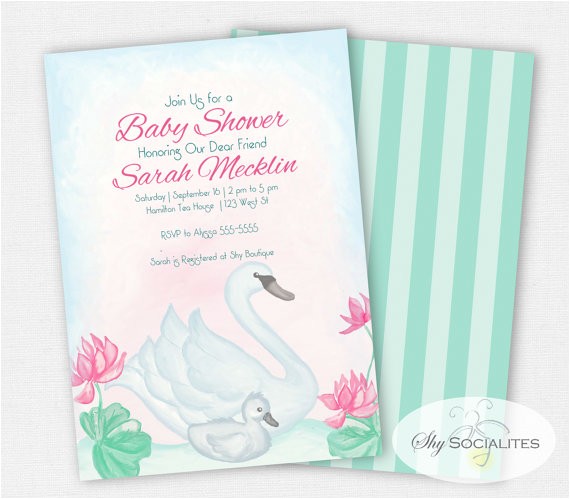 swan baby shower invitation baby mommy