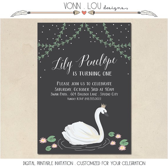 swan invitation swan party theme