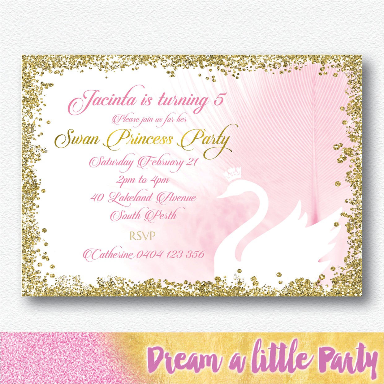 swan princess party invitation