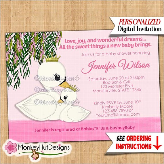 swan princess baby shower invitations