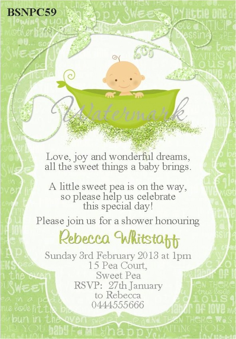 sweet pea baby shower invitations