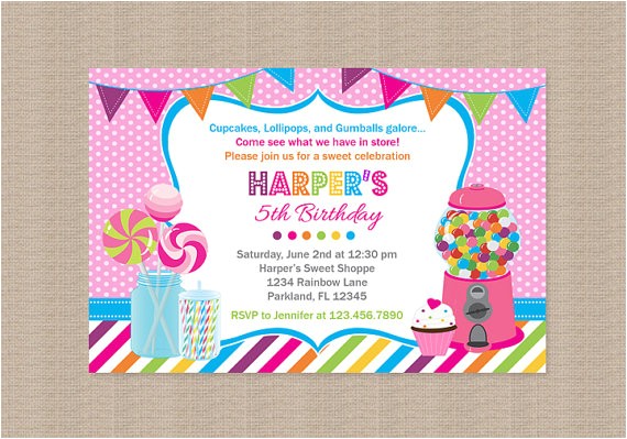 sweet shoppe birthday party invitation