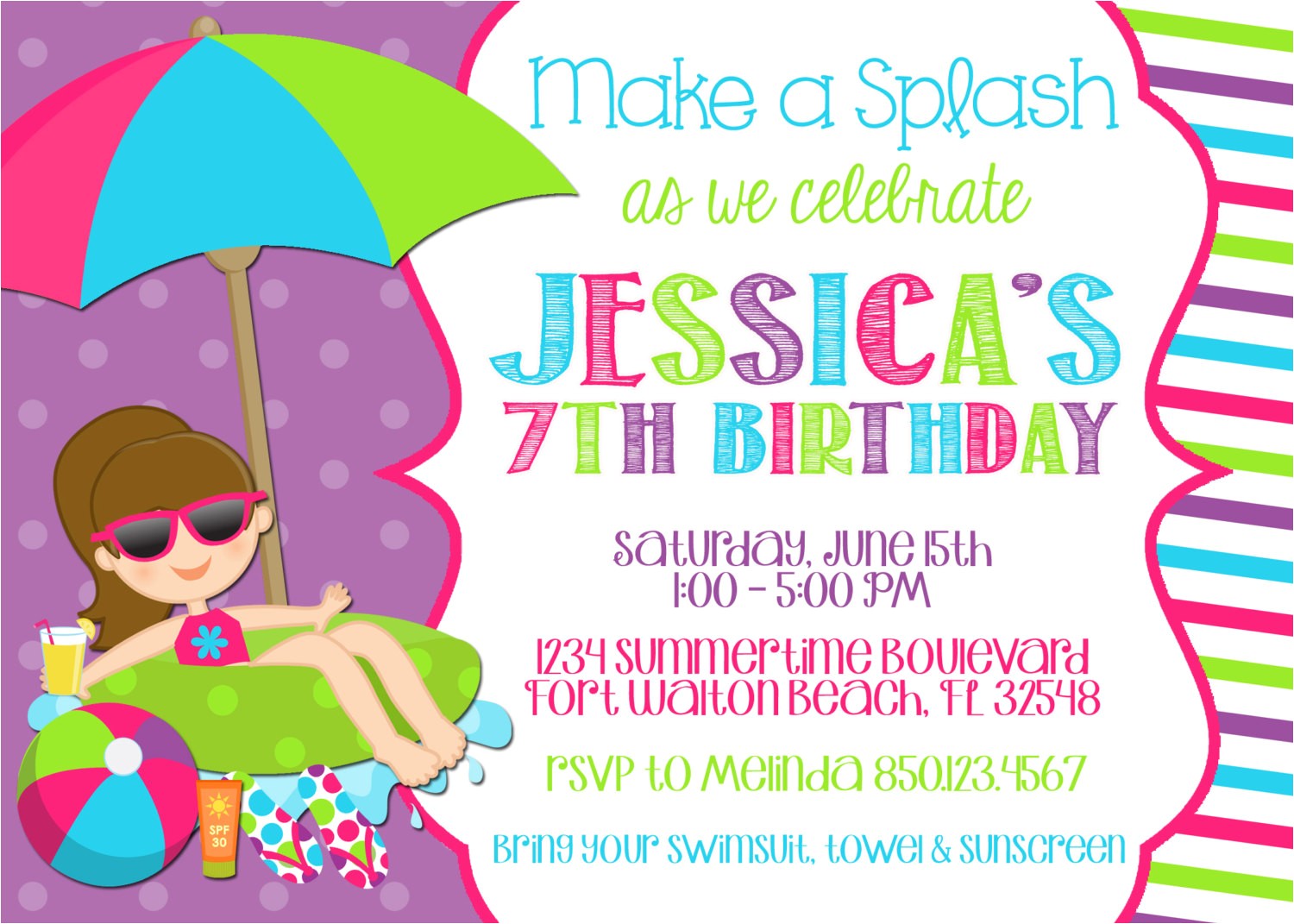 pool party invitation wording template
