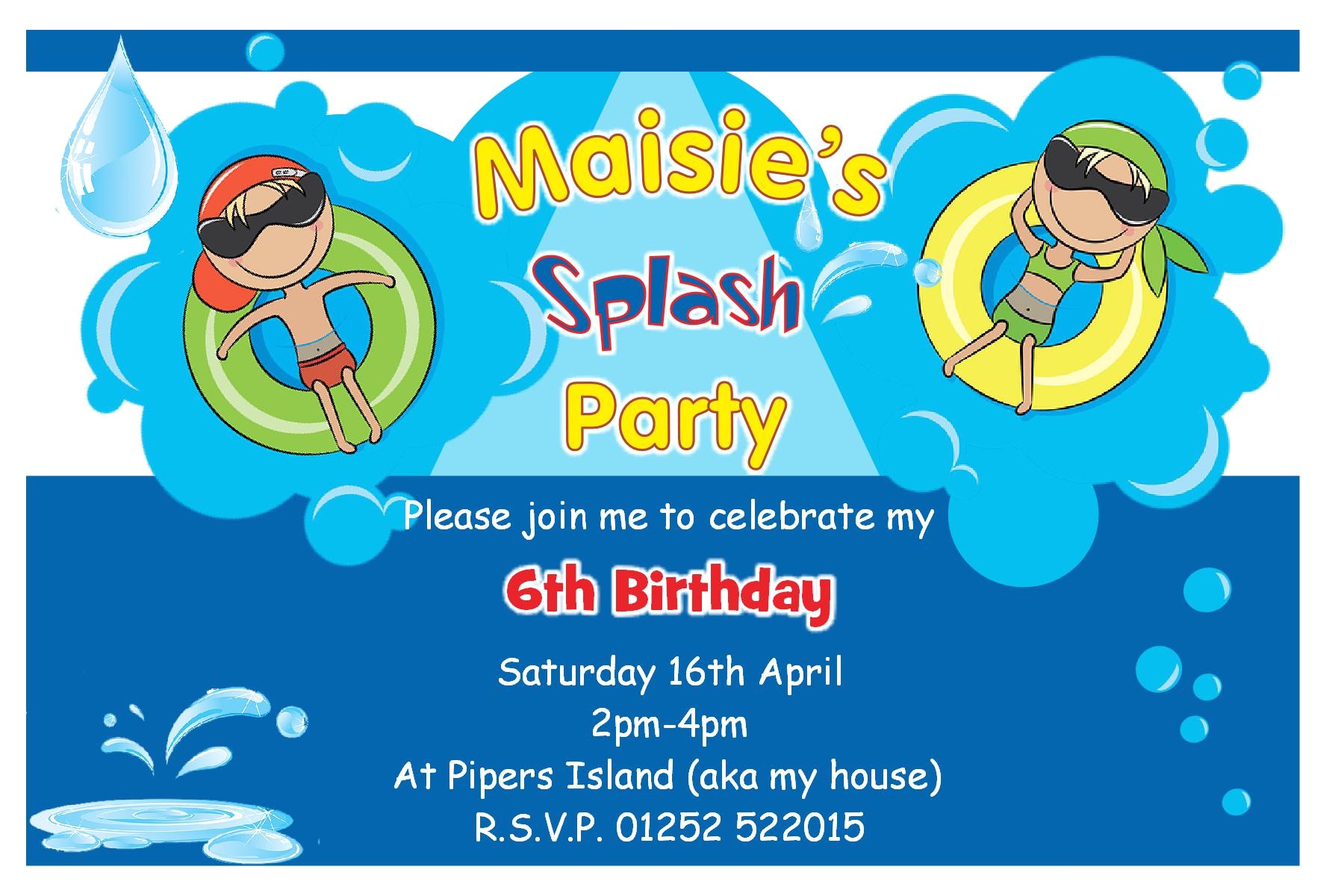swim party invitations