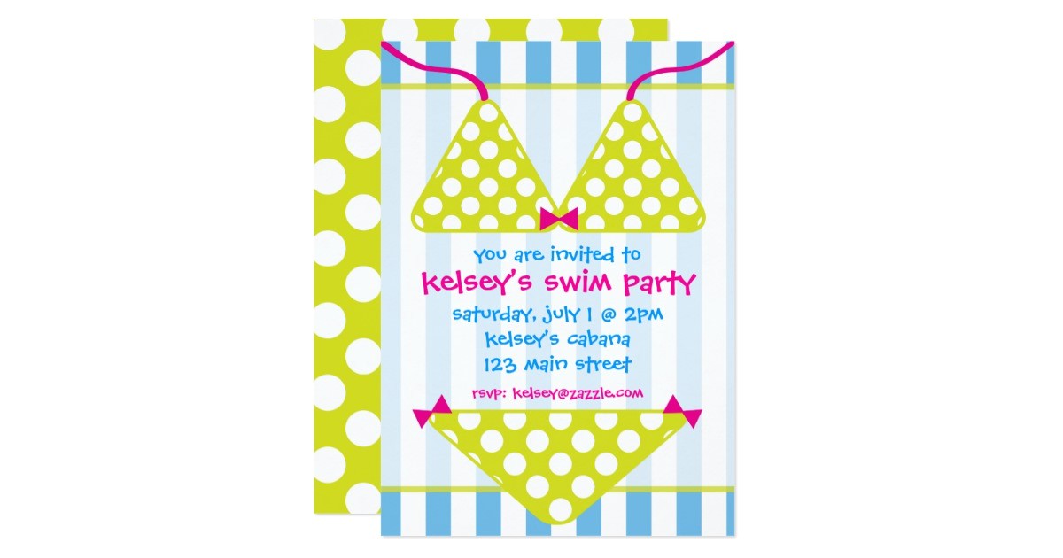 bikini swimsuit swim pool party invitations