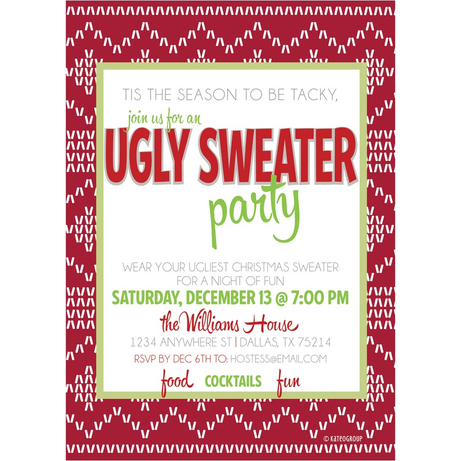 ugly christmas sweater party invitation wording