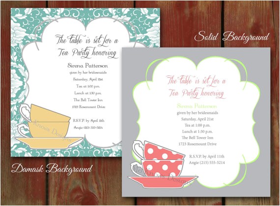cup of tea bridal shower invitations