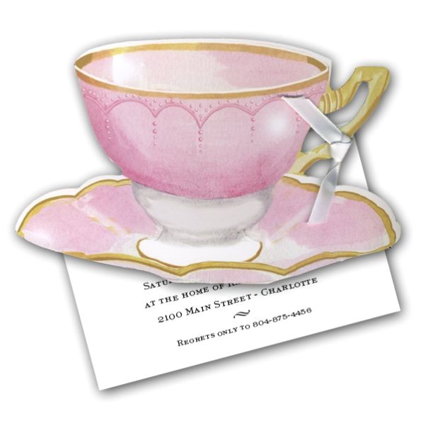 diecut pink tea cup bridal shower invitation p 149 aw965
